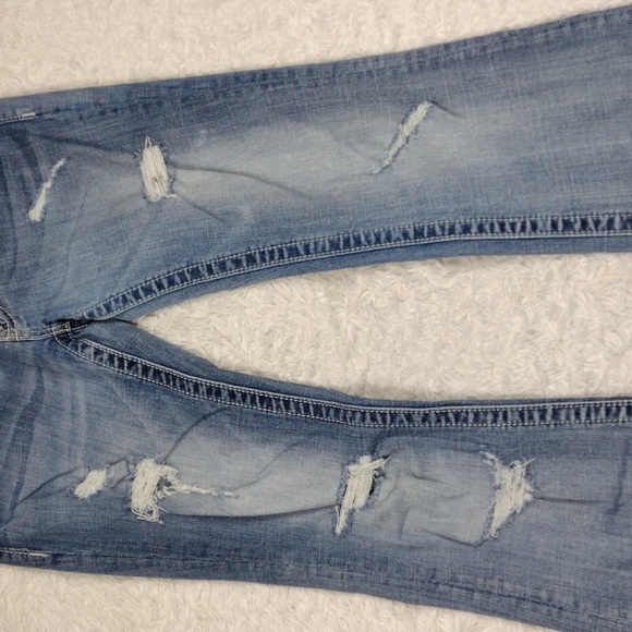 Miss Me Style JE1098BL Blue Light Wash Distressed Mid Rise Boot Cut Denim Jean - Picture 5 of 15